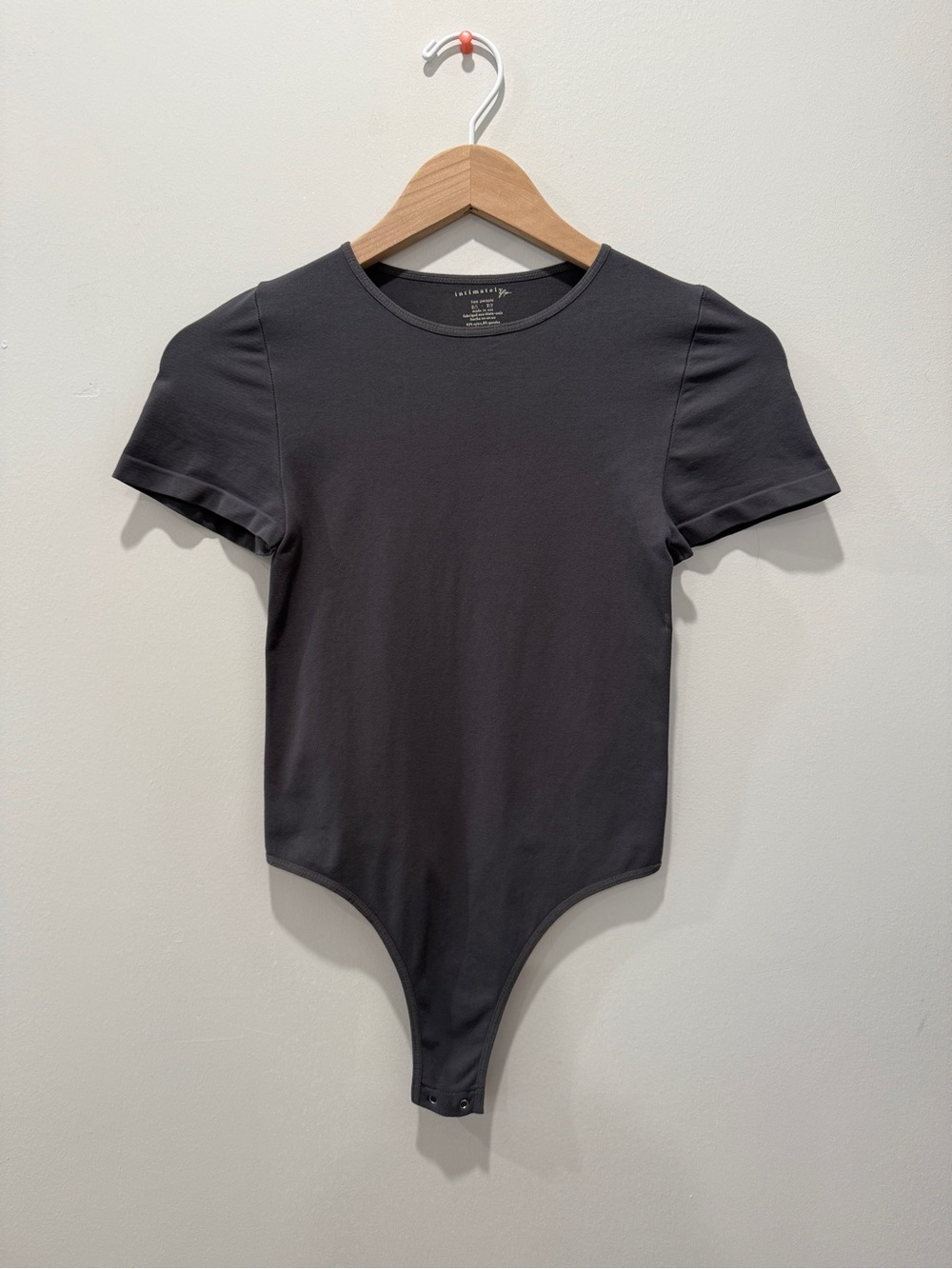 Free People Charcoal Gray Short Sleeve Bodysuit